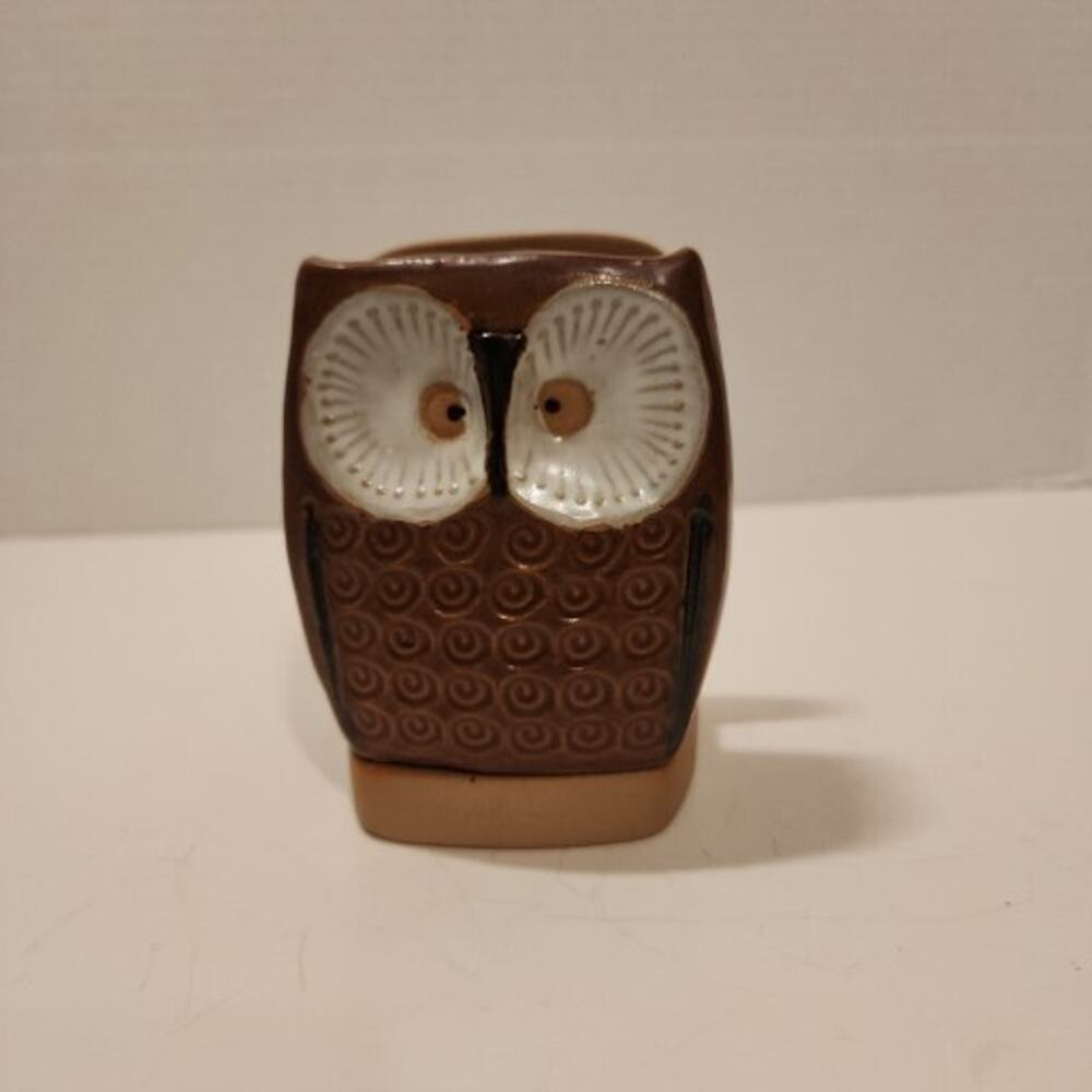 Vtg Brown Owl 4" Stoneware Pen Letter/NotePad/Napkin Holder UCTCI Japan Ceramic